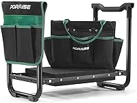 Poraise Heavy Duty Garden Kneeler & Seat: Extra Wide Thick EVA Pad, Foldable Stool with 2 Tool Pouches for Seniors & Gardeners