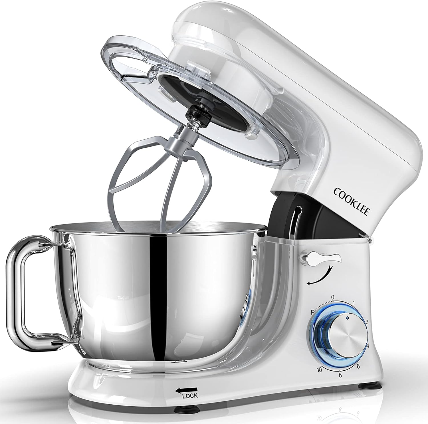 AllMetal COOKLEE Stand Mixer, 6.5Qt Kitchen Electric Mixer