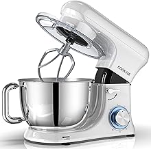 All-Metal COOKLEE Stand Mixer, 6.5Qt Kitchen Electric Mixer with Dishwasher-Safe Dough Hooks, Flat Beaters, Whisk & Pourin...