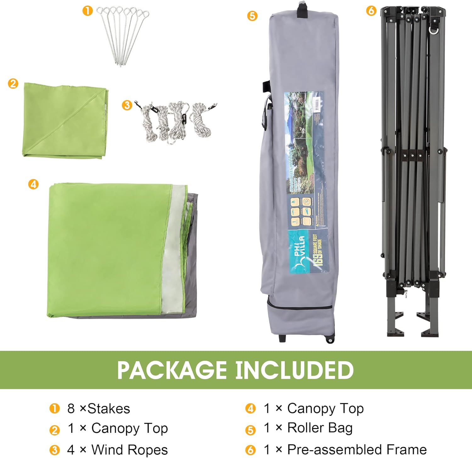 PHI VILLA PopUp Canopy Tent 13x13 Instant Shelter Outdoor Canopy with