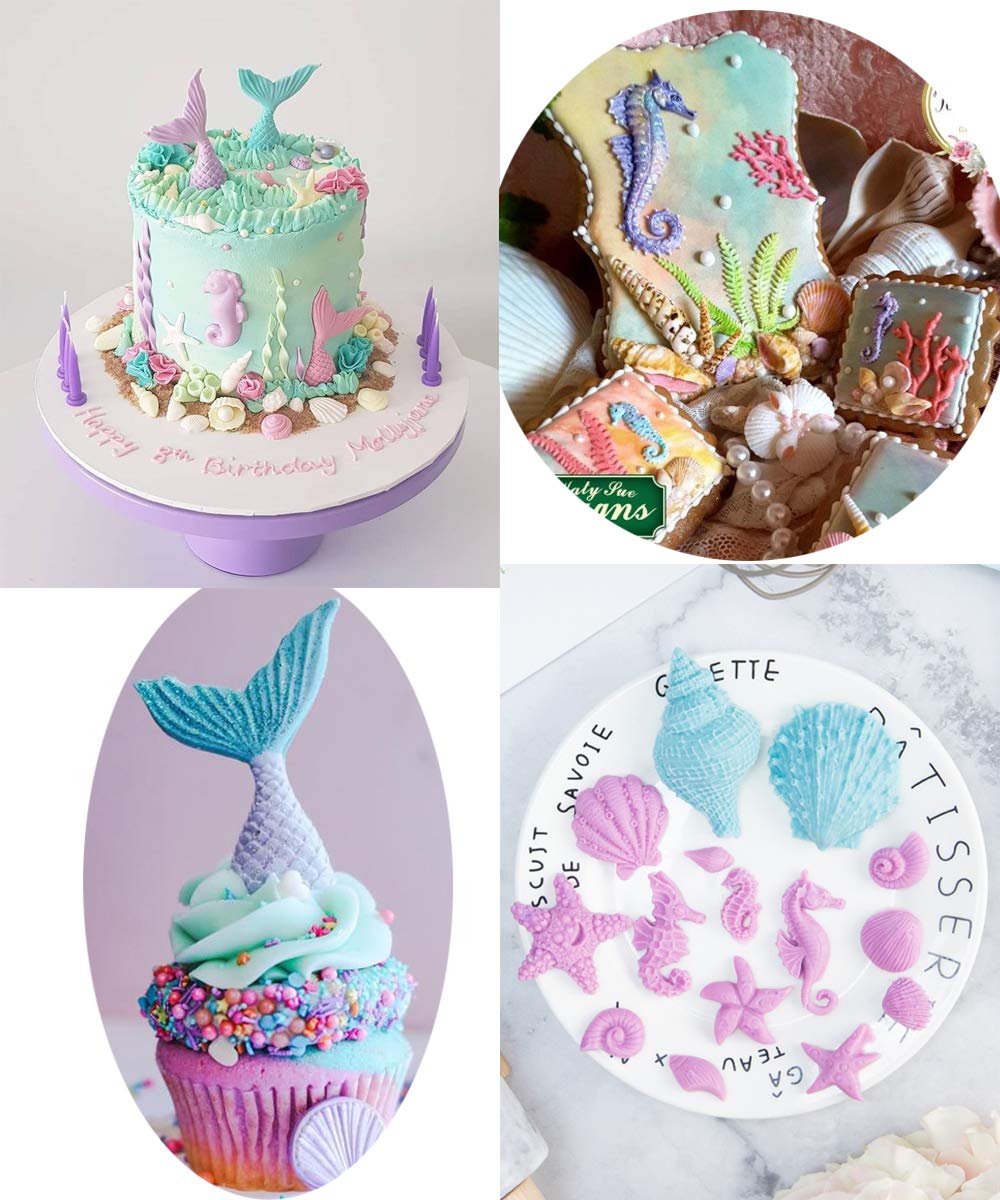 Lot De 8 Du00e9corations De Gu00e2teau En Forme De Siru00e8ne - Du00e9coration D' Anniversaire - Forme De Coquillage