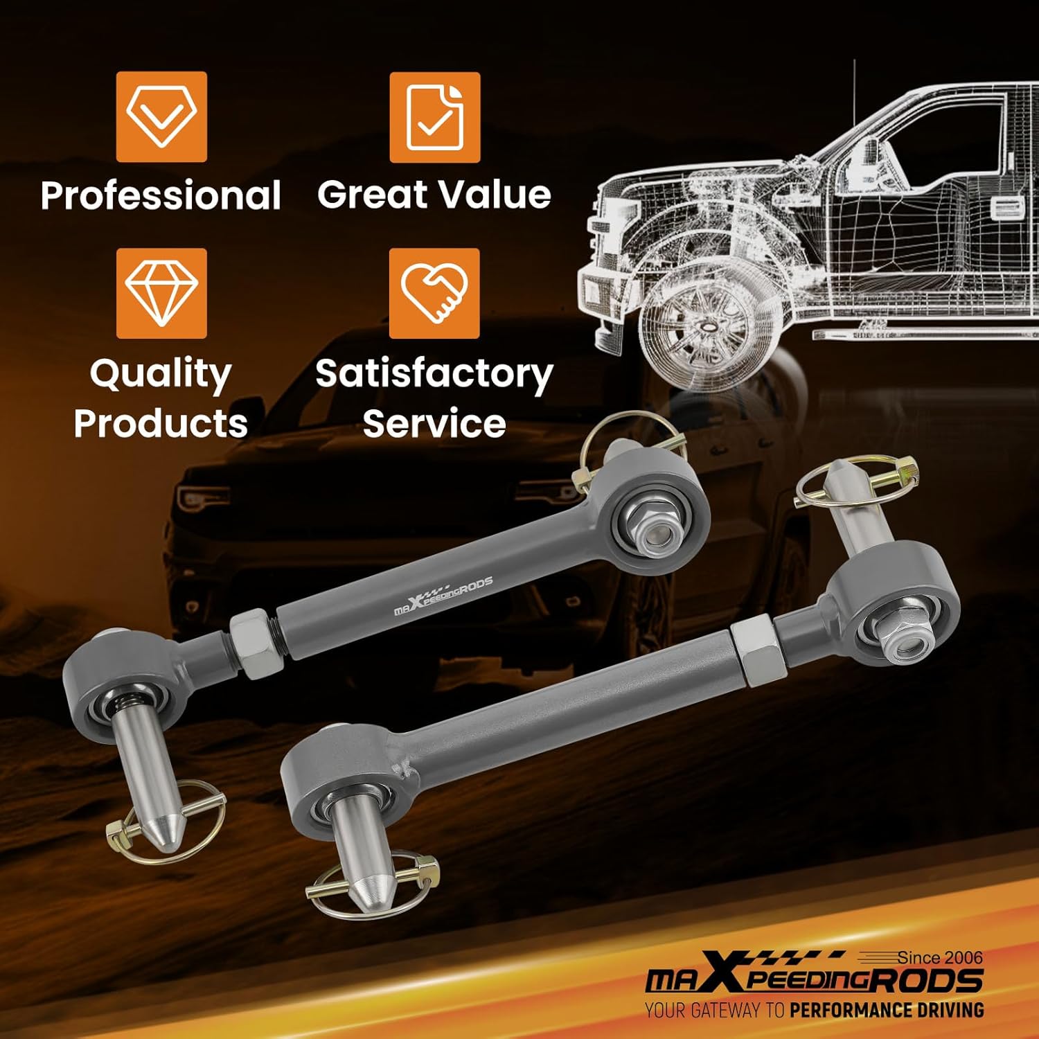 maXpeedingrods Front Sway Bar Links For 2007-2017 Jeep Wrangler JK with 2.5-6" Lift, Front Sway Bar Quicker Disconnect System