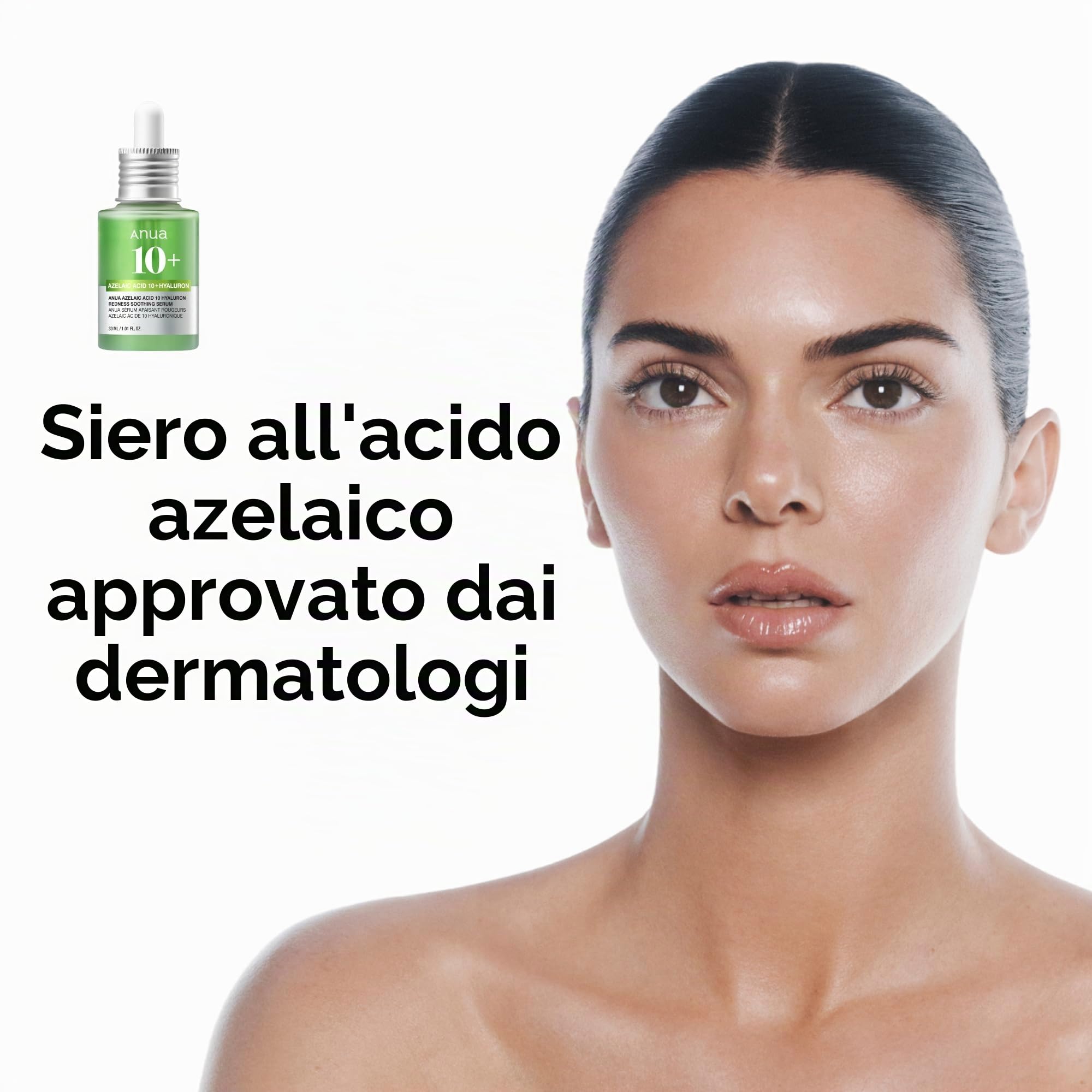 Anua Azelaic Acid 10 Hyaluron Redness Soothing Serum – Siero Coreano, Acido Azelaico 10%, Niacinamide, Acido Ialuronico, Pelle Sensibile e Acneica, Lenitivo per Rossori e Imperfezioni, (30ml)