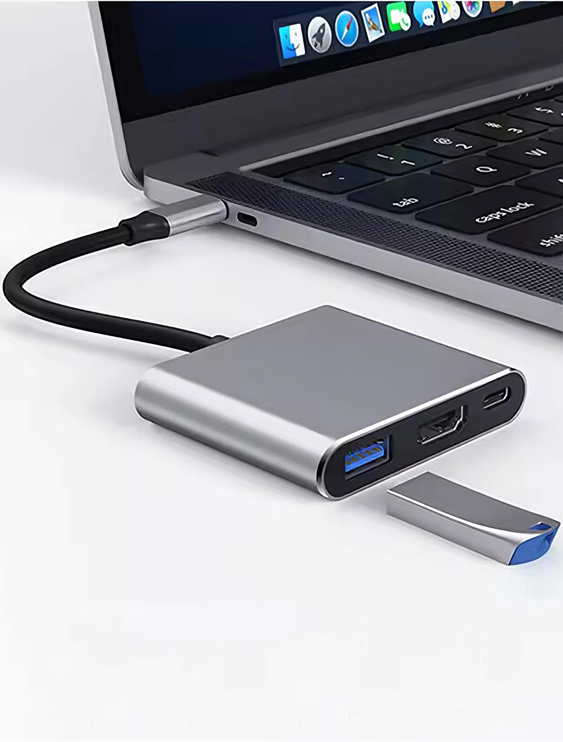 USB C to HDMI Multiport Adapter Cable with Charging Port, USB C Hub, Type-C to USB Adapter with 4K HDMI, USB3.0, 100W Power Delivery, Supports high Speed Data Transfer up to 7Gbps Multi-Port Adapter