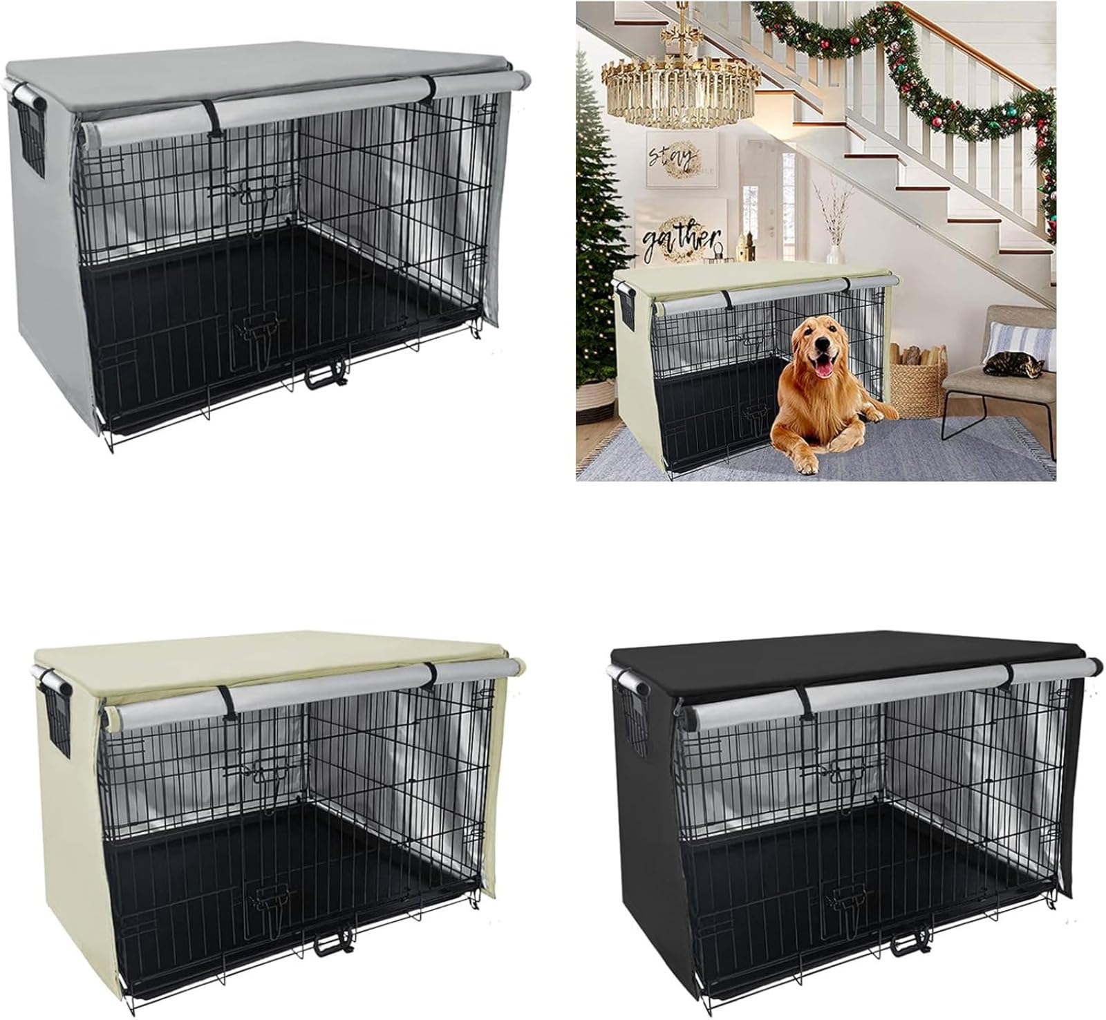 Genérico Funda para Jaula de Perros, Tela Oxford 210D Impermeable, Resistente al Viento y Polvo - Cubierta Transpirable con Ventana, Protección Solar para Exteriores (79(L) x50.8(W) x53(H) cm)