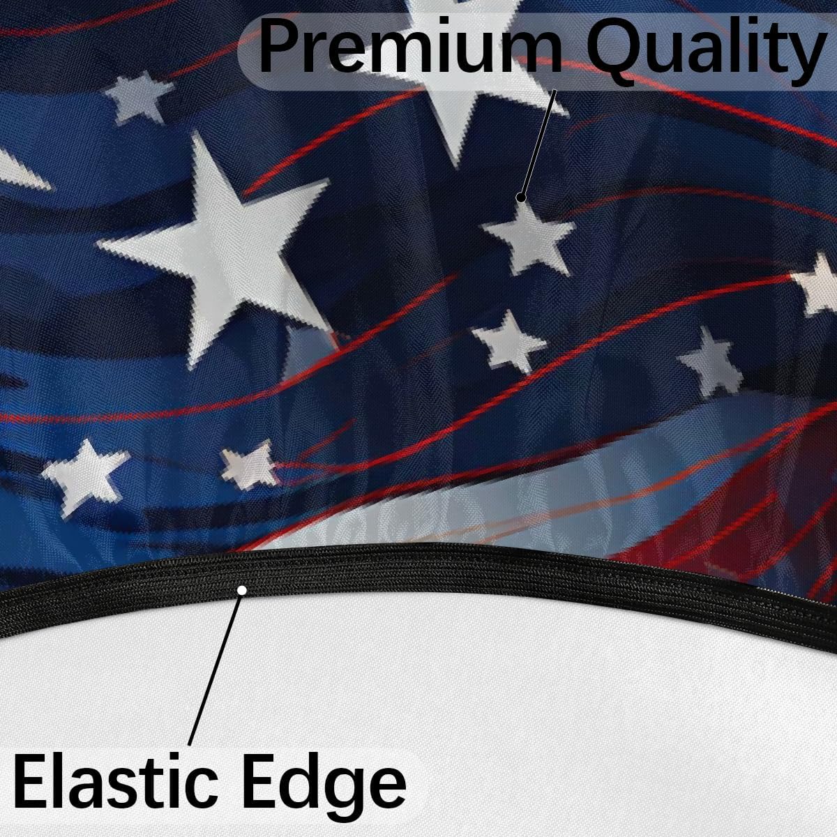 4th of July American Flag Independence Day Round Outdoor Tablecloth with Umbrella Hole 45-56 in Patio Table Cover Hidden Zipper Waterproof Elastic Fitted Table Cloth for Picnic Garden Decor