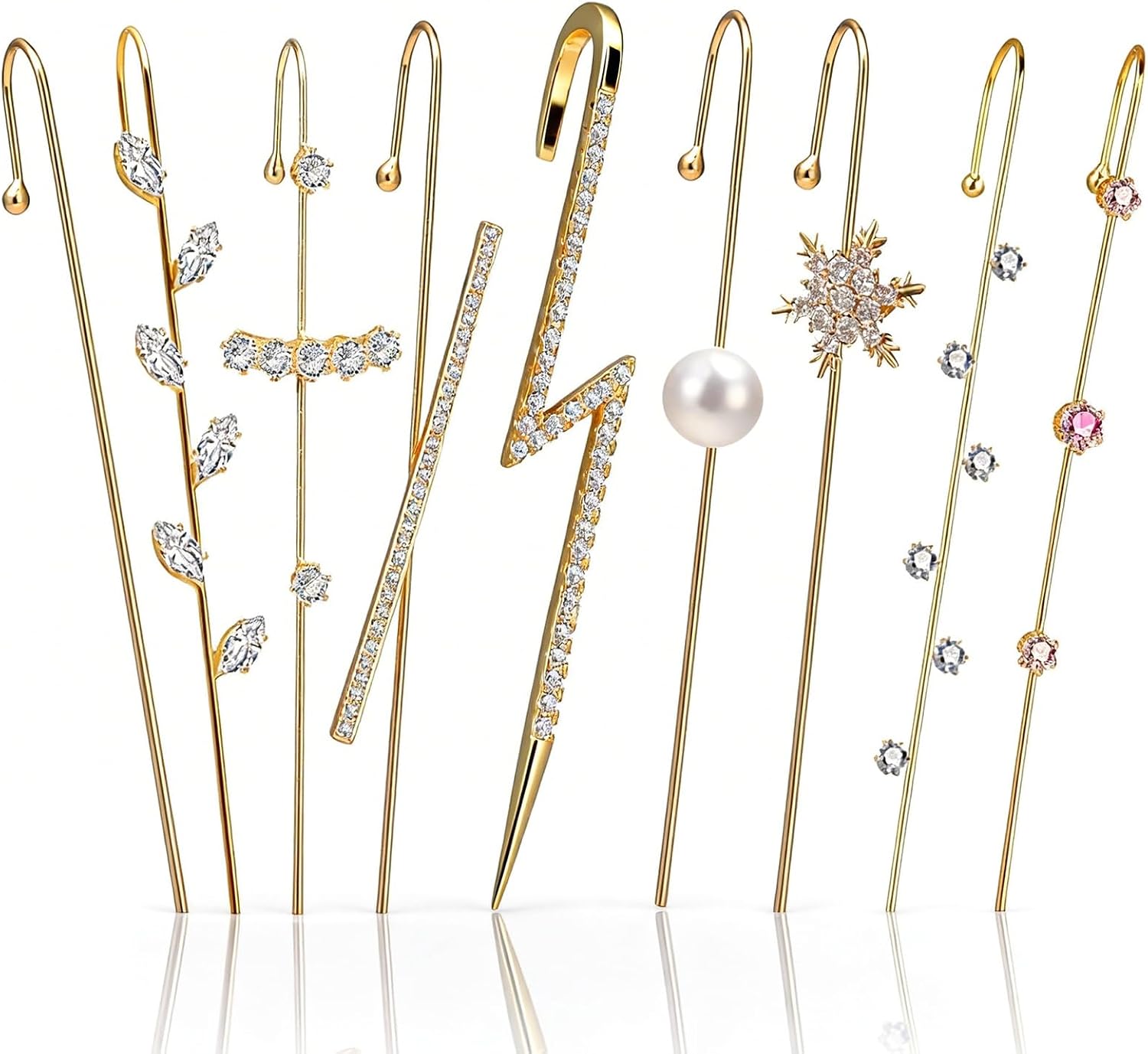 Hook Earrings for Women Helix Ear Clawer Pin Wrap Cuff Earrings Pierced Rhinestone Lightning Bolt Piercing Jewelry Gifts