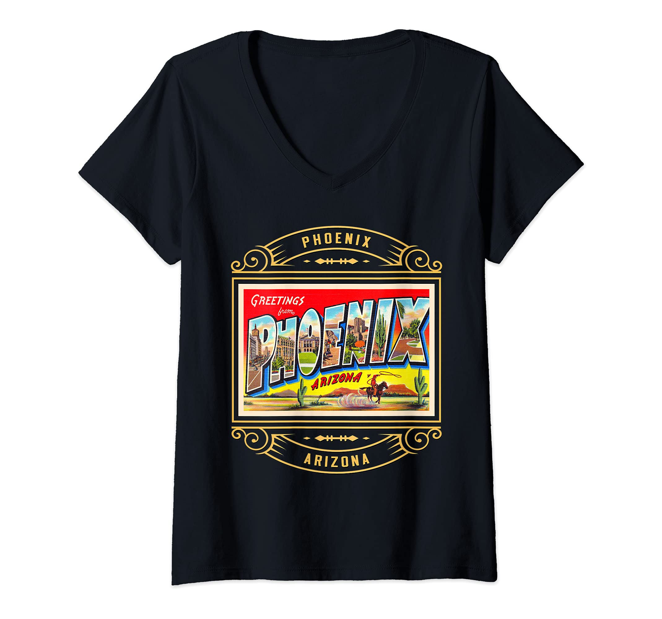 Womens Phoenix V-Neck T-Shirt, Black