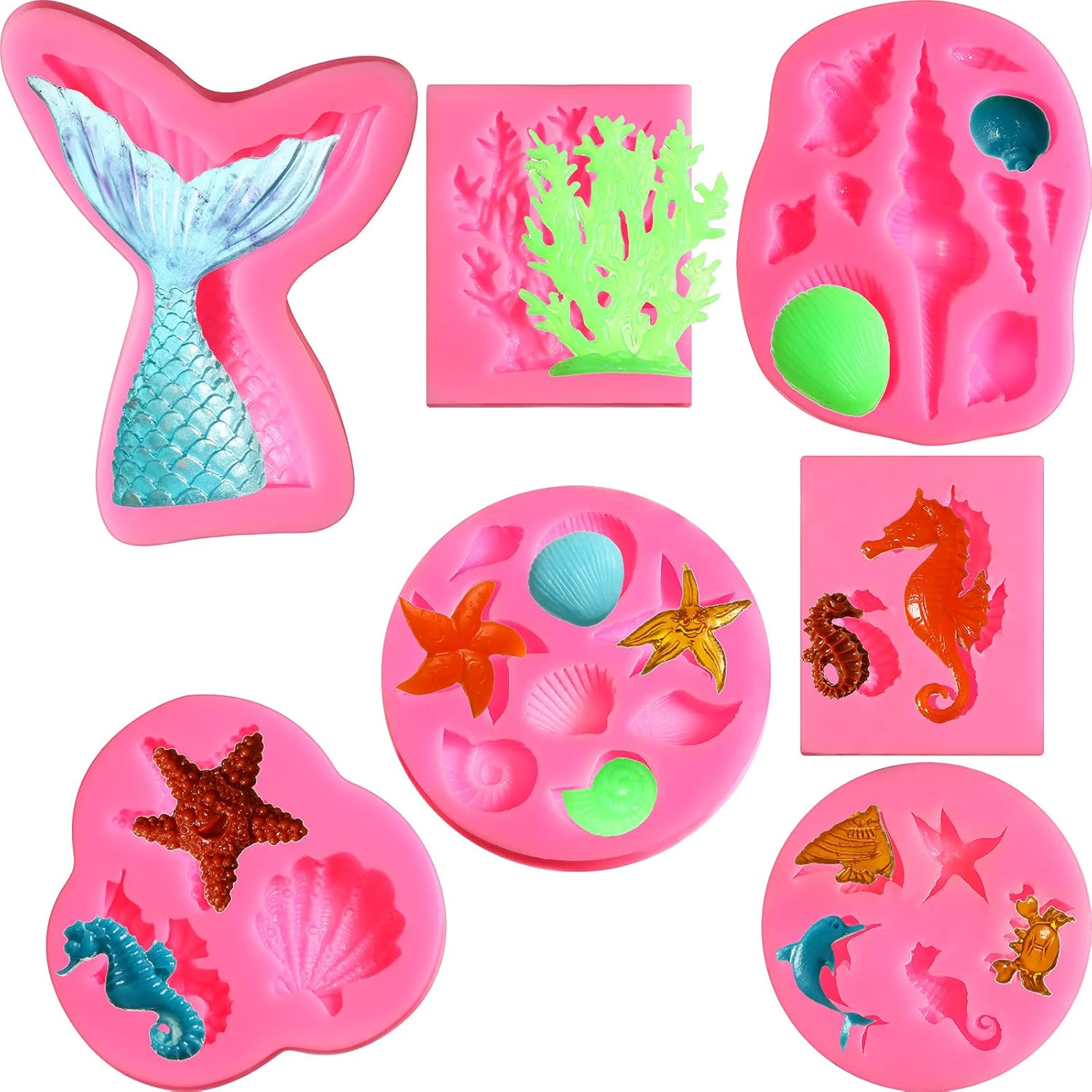 マーメイドテール 海の貝殻型 シリコンケーキフォンダンベーキング型 海洋テーマ チョコレートキャンディ型 DIY ハンドメイド シリ
