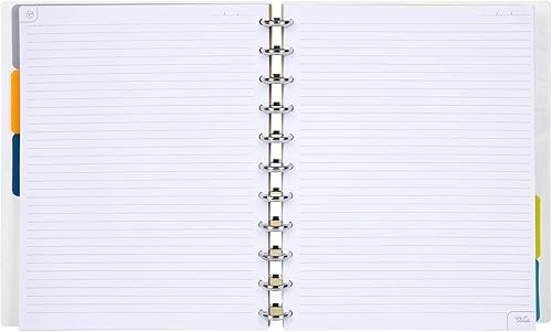 Vista 489 de Talia - Agenda personalizable con aros, (Fireworks Deep Lake, con discos Deep Lake, tamaño mediano (7.5 x 9.75 pulgadas).