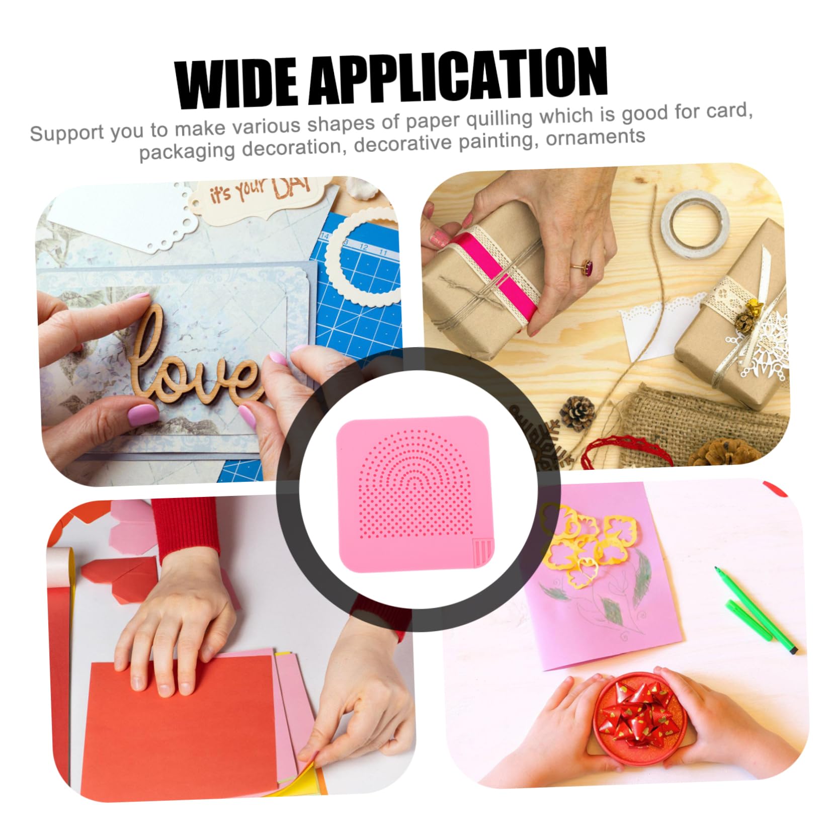 Hohopeti Quilling Board with Storage for Paper Crafting DIY Projects Durable Easy to Use Winder Roll Tool Pink for Card Making Scrapbooking and Decorative Crafts