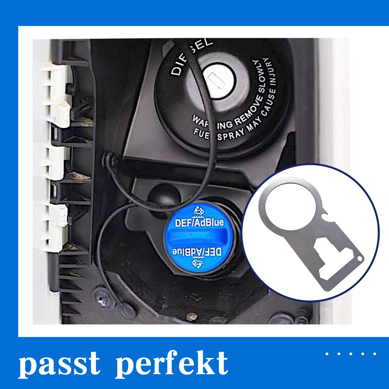 Sécurité Bouchon Réservoir AdBlue Acier Inoxydable - Compatible Fiat Ducato, Citroën Jumper, Peugeot Boxer Dès 2006
