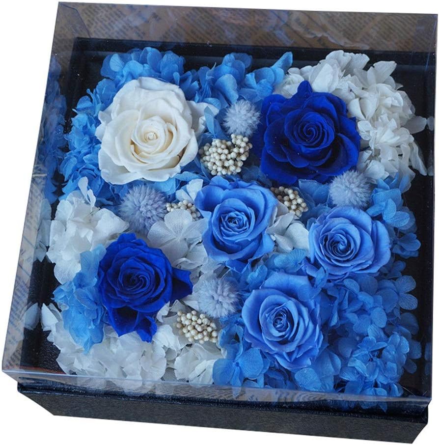 7533円 直営限定アウトレット プリザーブドフラワー ガールフレンドクリスマスバレンタインデーを送信するためにバラ永遠のフラワー ギフトボックス手作りクリエイティブフラワー 高級な不死の花は枯れなかったバラプリザーブドフラワーローズ Color Blue Size Free Size