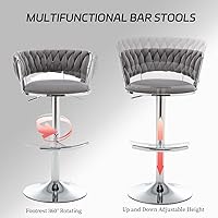 Vista 96 de Gold Velvet Bar Stools Set of 4, Counter Height Barstools with Low Back, Swivel Bar Stool for Kitchen Island, Pub (Grey)