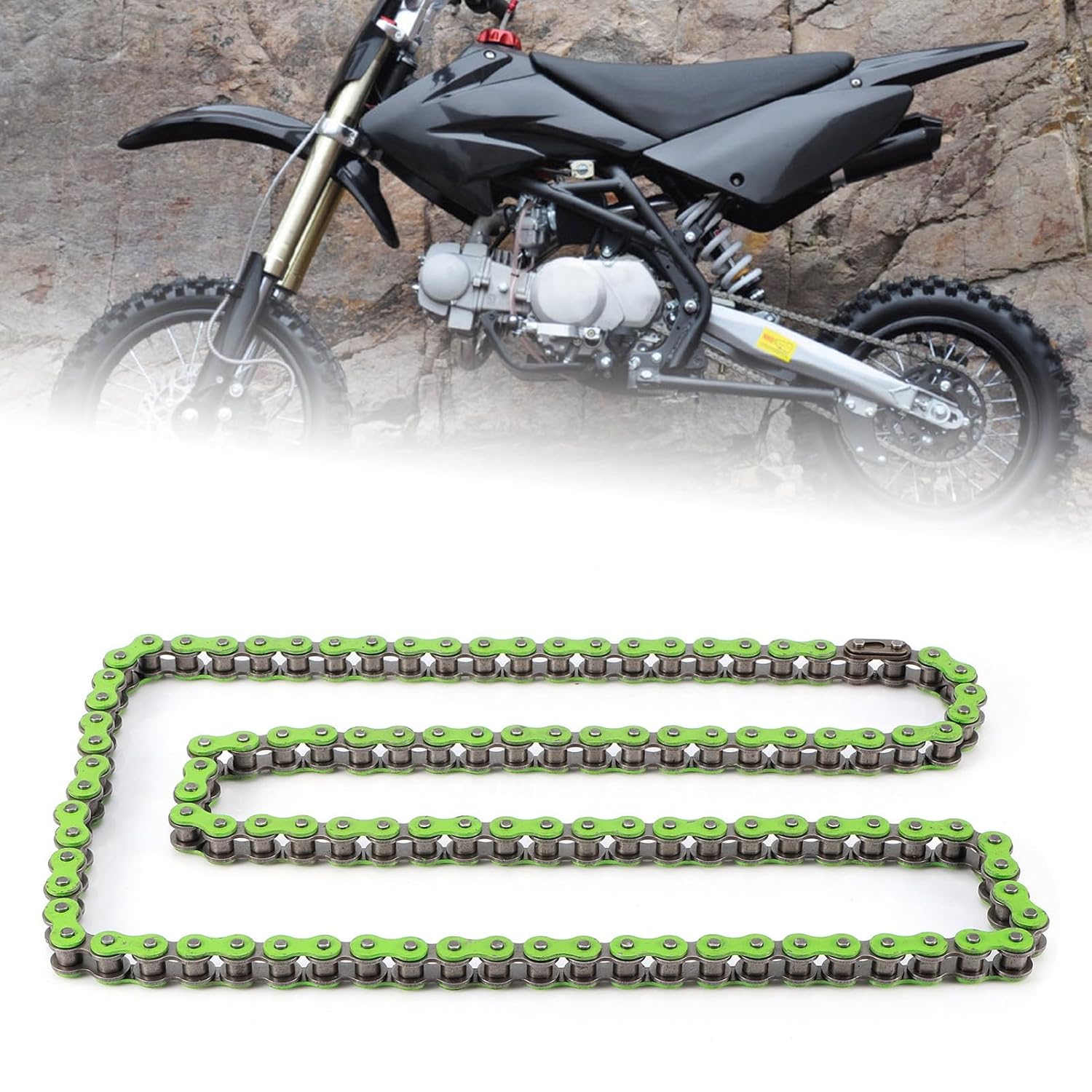 Acouto Drive Chain, Link Chain Replacement Spare Parts Motorbike Driving Chains for 420‑106L Motorcycle ATV (Green)