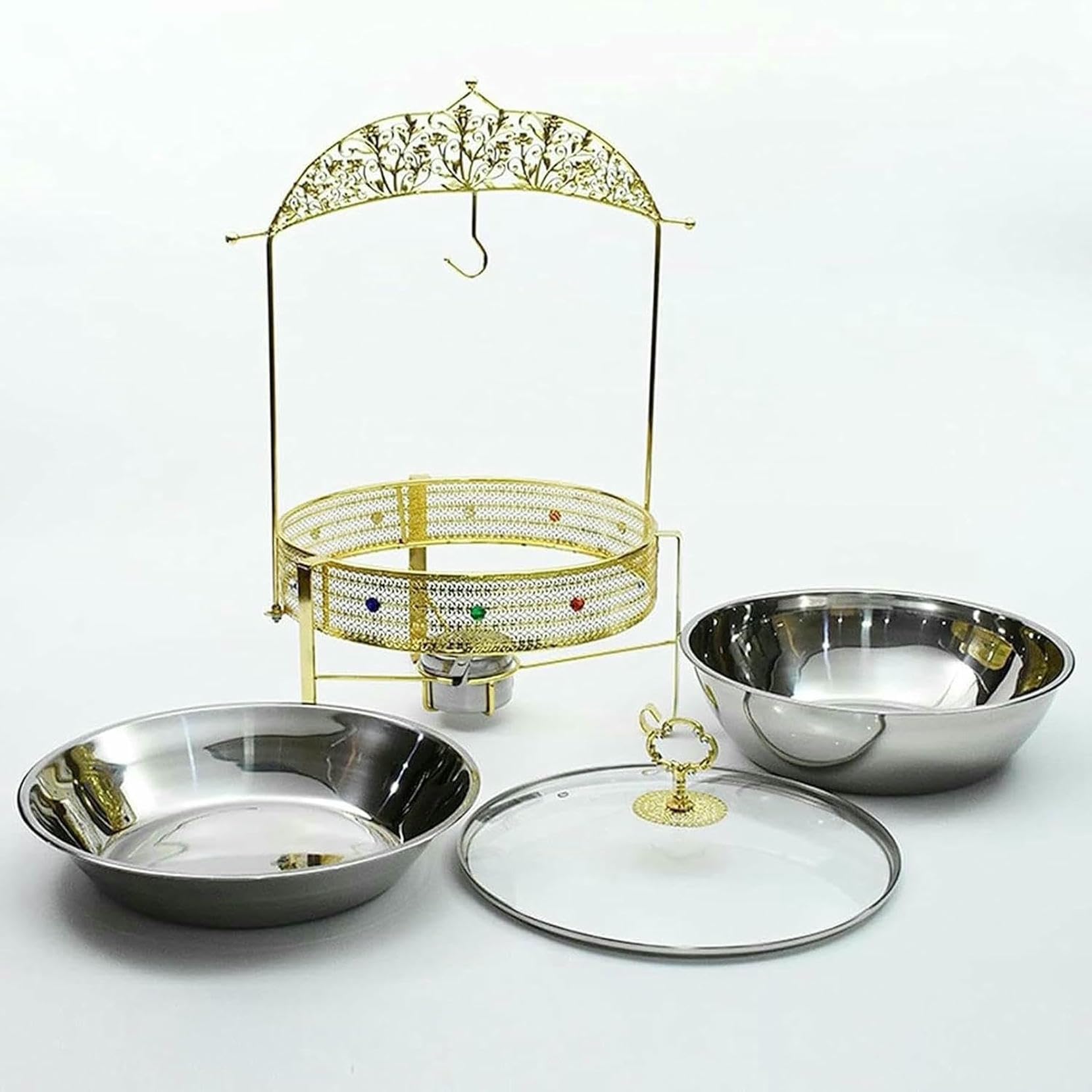 Servidor De Buffet Elettrico De Acero Inoxidable Con Placas Calefactoras. Servitori E Riscaldatori A Buffet. Giogo De Ollas Calientes Per Buffet, Ollas Calientes In Acciaio Inoxidabile Con Tapa