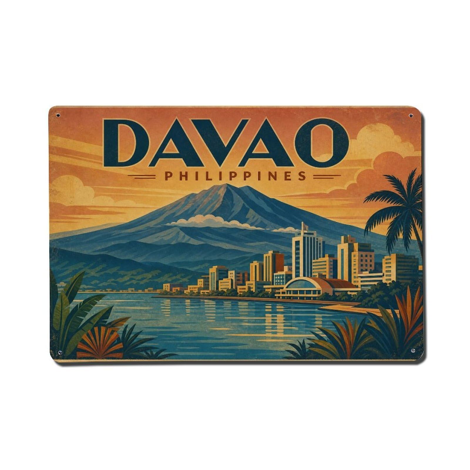 Philippines Davao Heritage Travel Retro Coastal Metal Tin Sign