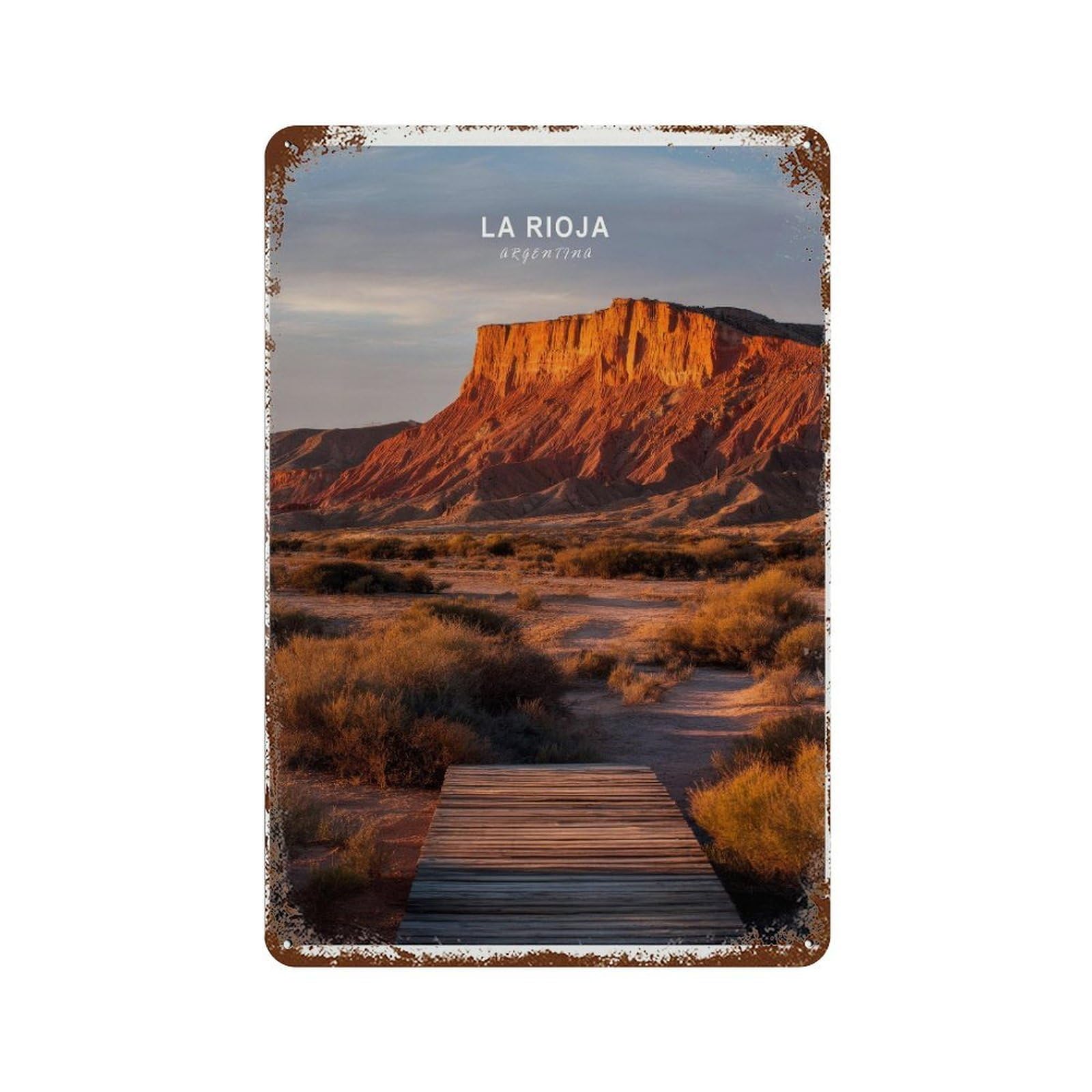 xiaoxiaoshen La Rioja Argentina Travel Desert Landscape Scenic Wall Decor Art Metal Tin Poster Modern Home Decor Art Home Bar Shop Decorations Vintage Sign 30x20cm