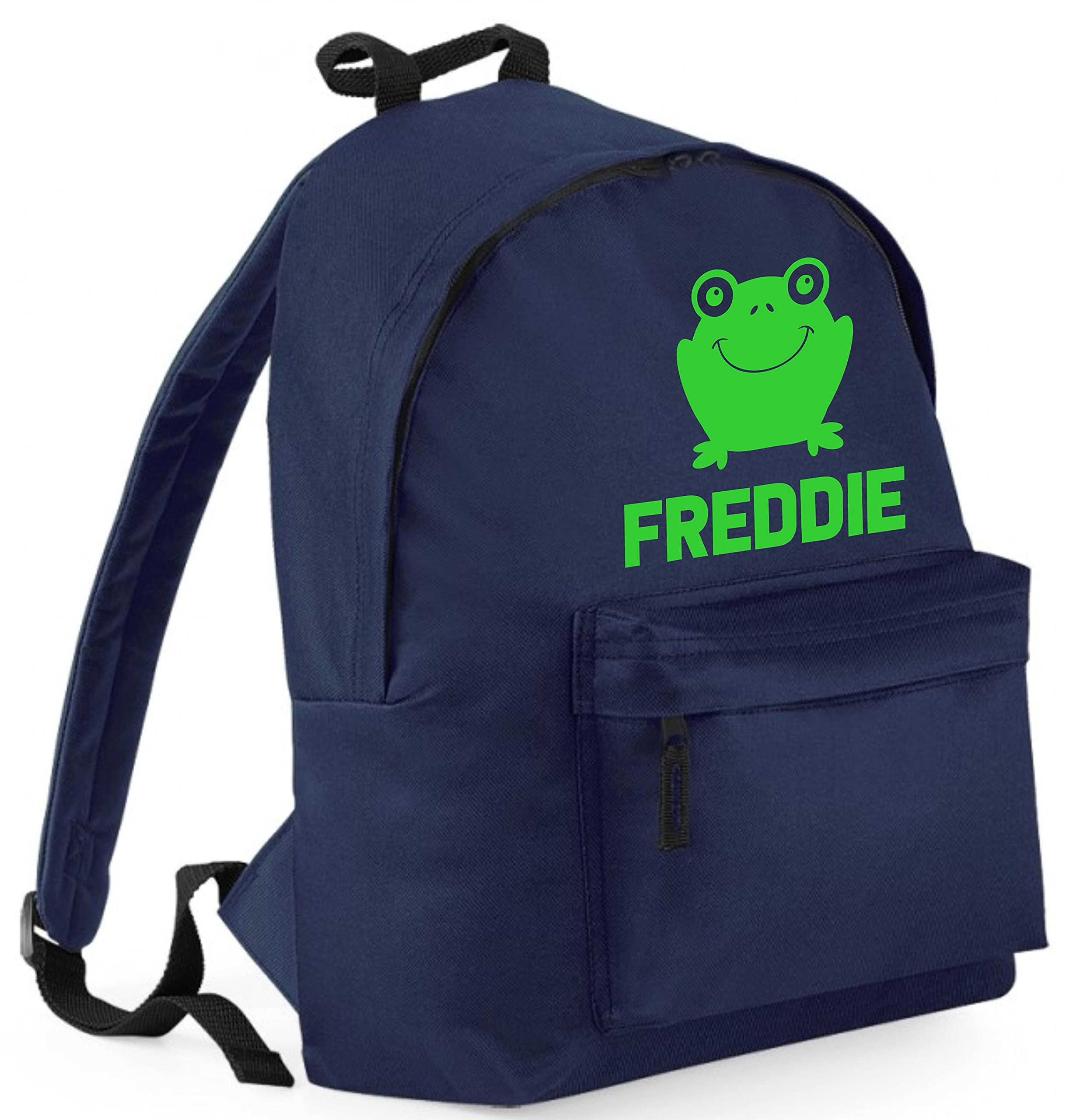 Edward Sinclair Personalised Frog Backpack with Green Print (Navy)