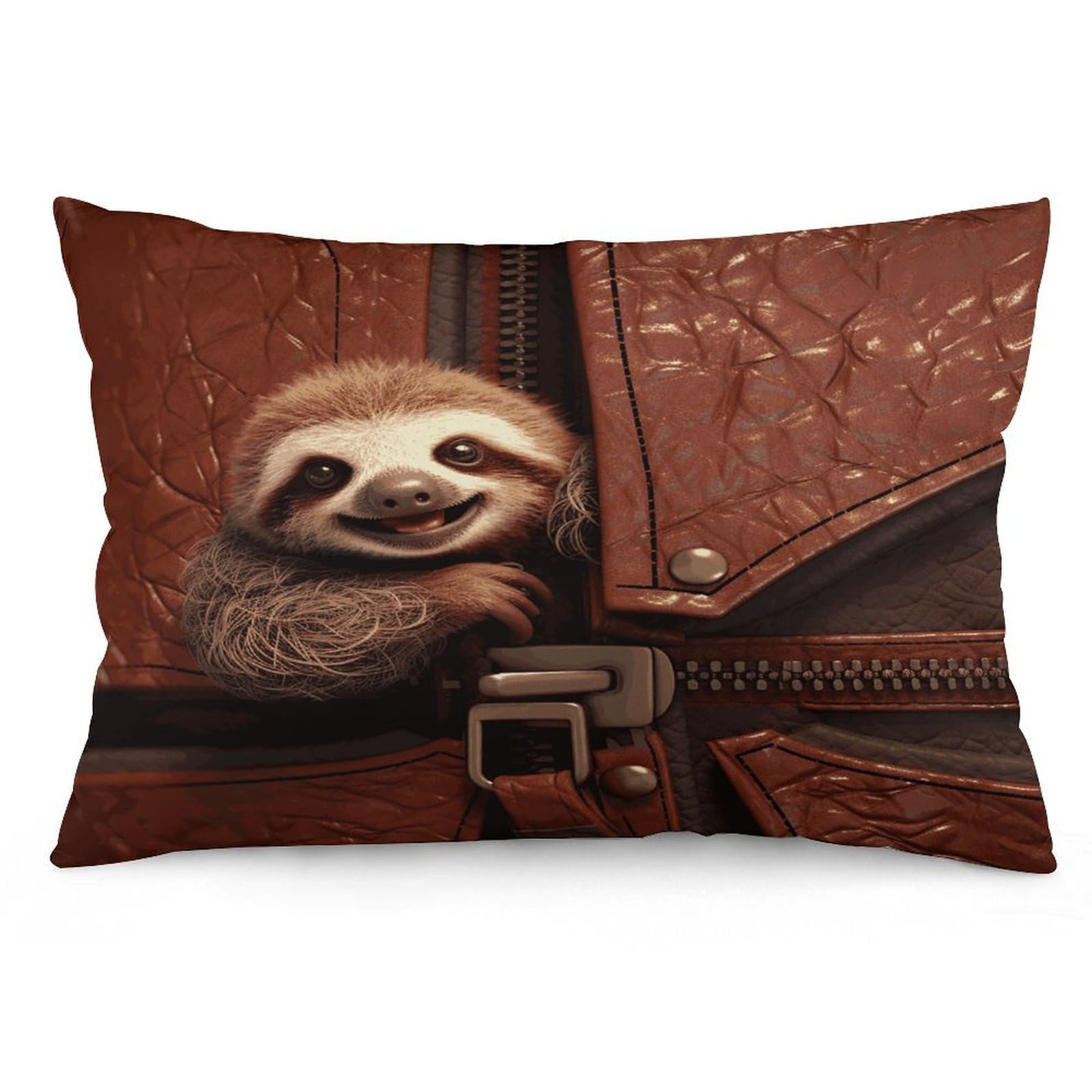 Wsoihfec Style Sloth On Zipper Throw Pillow Covers Decorative, Pillow Cases Soft Plush, Modern Farmhouse Boho Cushion Cover For Bed Couch Sofa Living Room Spring Decor12 X20