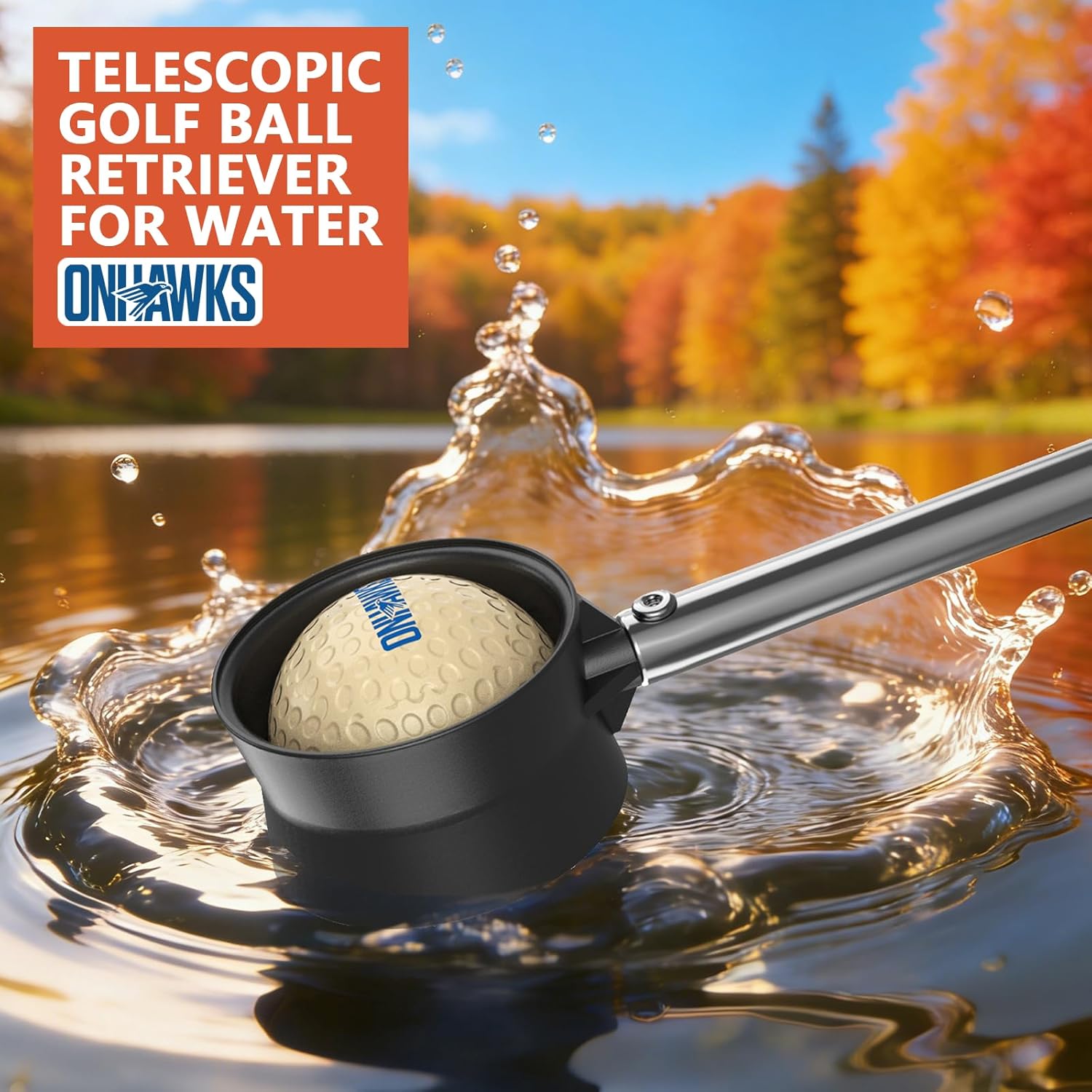 Golf Ball Retriever for Water,Telescopic 12Ft/9Ft Stainless Steel Shaft Two-Sided Easy Pick Up Balls,Unbreakable Head Retriever Tool Golf Accessories Golf Gift for Men