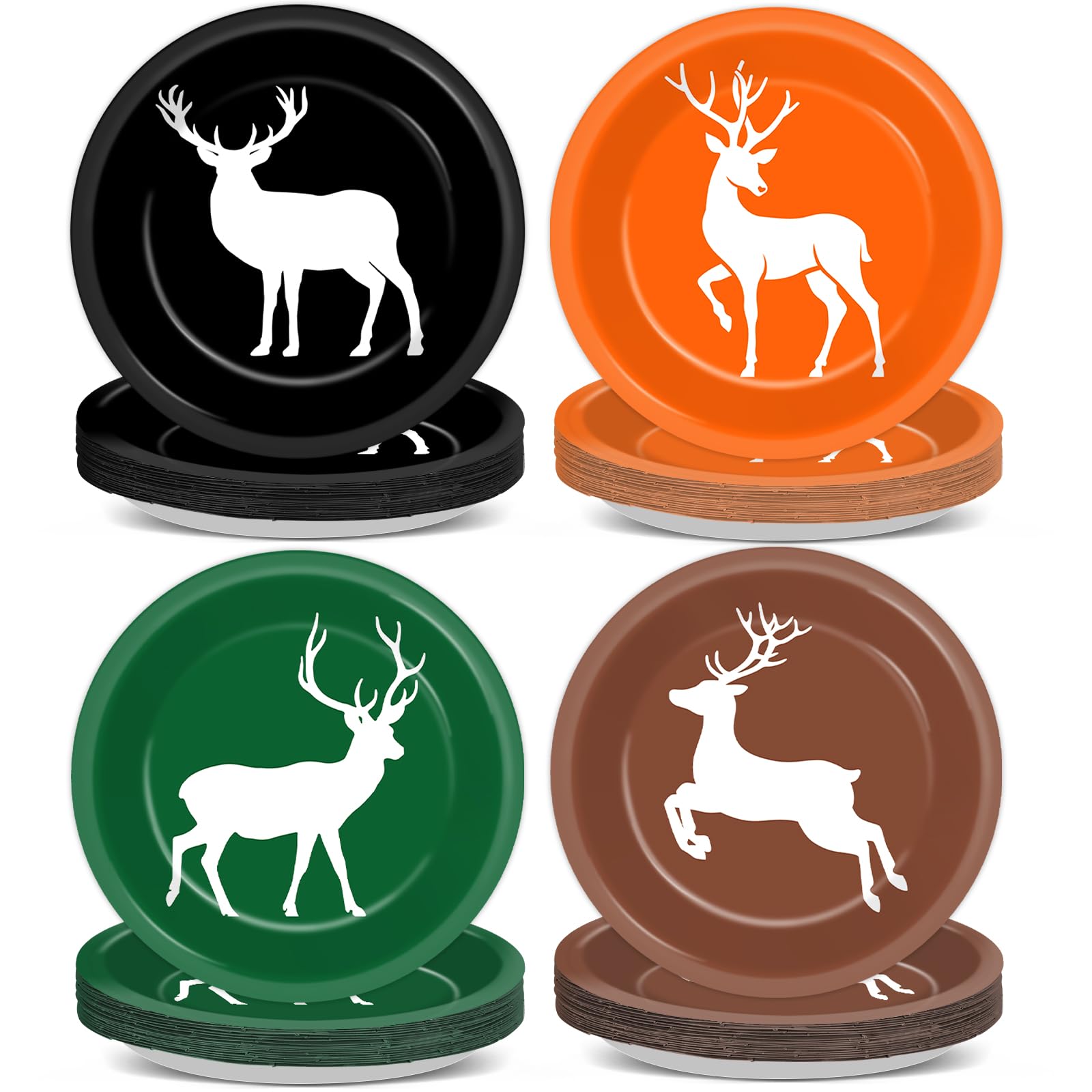 CHUNNIN 48Pcs Hunting Themed Party Paper Plates 7'' Next Camo Party Supplies Deer Hunt Birthday Disposable Dessert Dinner Plates for Forest Gone Camo