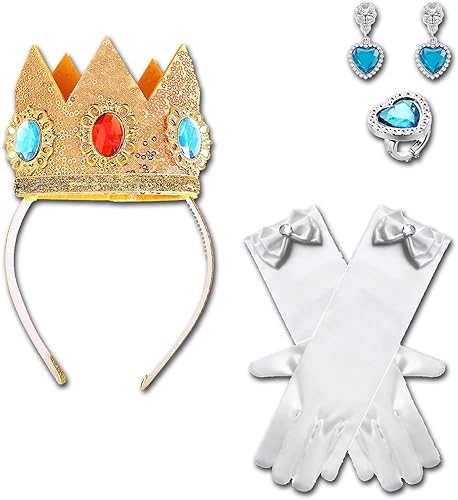 Miniatura 6 de Disfraz de princesa melocotón para niñas, vestido de princesa melocotón, accesorios de cosplay, corona de princesa para disfraz de Halloween