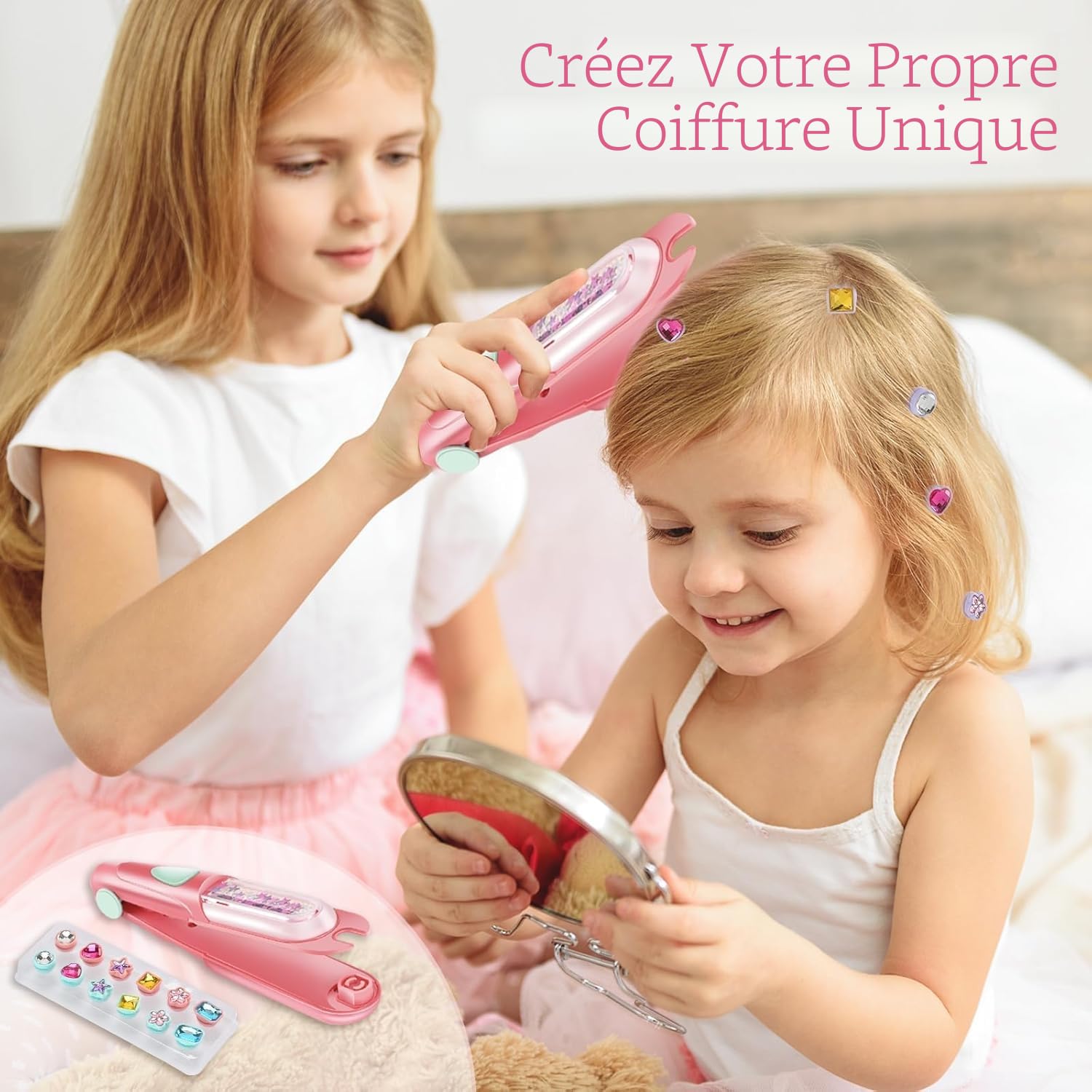 Cadeau Fille 5 6 7 8 9 10 Ans, Kit Gemmes Cheveux Jeux Fille 4-10 Ans Femelle, Travaux Créatifs pour Enfants, Cadeau Anniversaire Fille 11 12 Ans