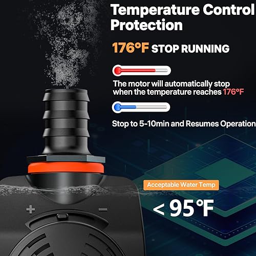 Miniatura 4 de DOKO Bomba de agua sumergible de 1050 GPH, bomba de agua con cable de alimentación de 6 pies y 3 boquillas, 100 W, bombas de estanque ultra