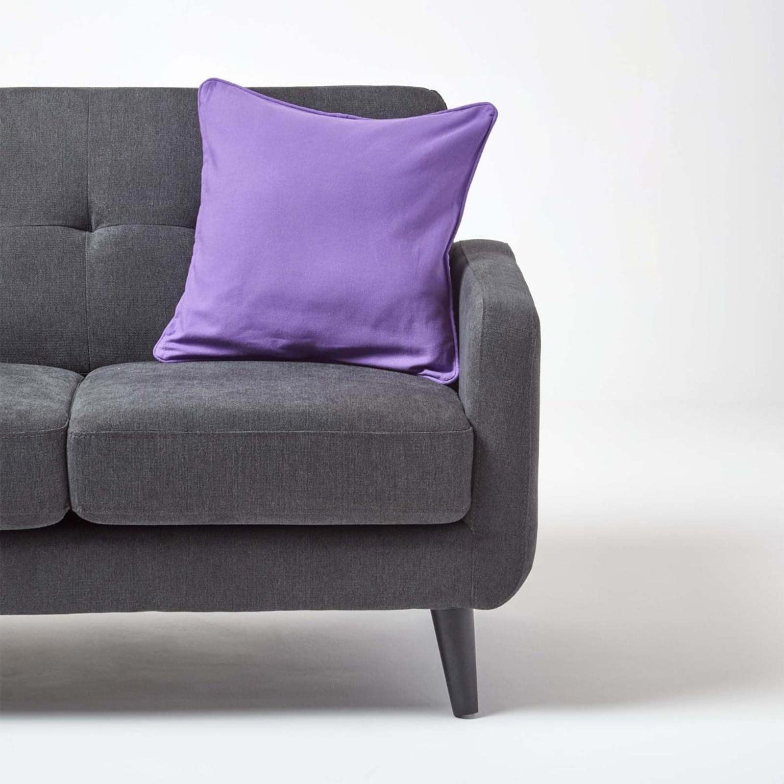 HOMESCAPES, 100% Cotton Plain Purple Large Cushion Cover, 60 x 60 cm Square, 24 x 24 Inches, Deep Purple Damson - Image 4