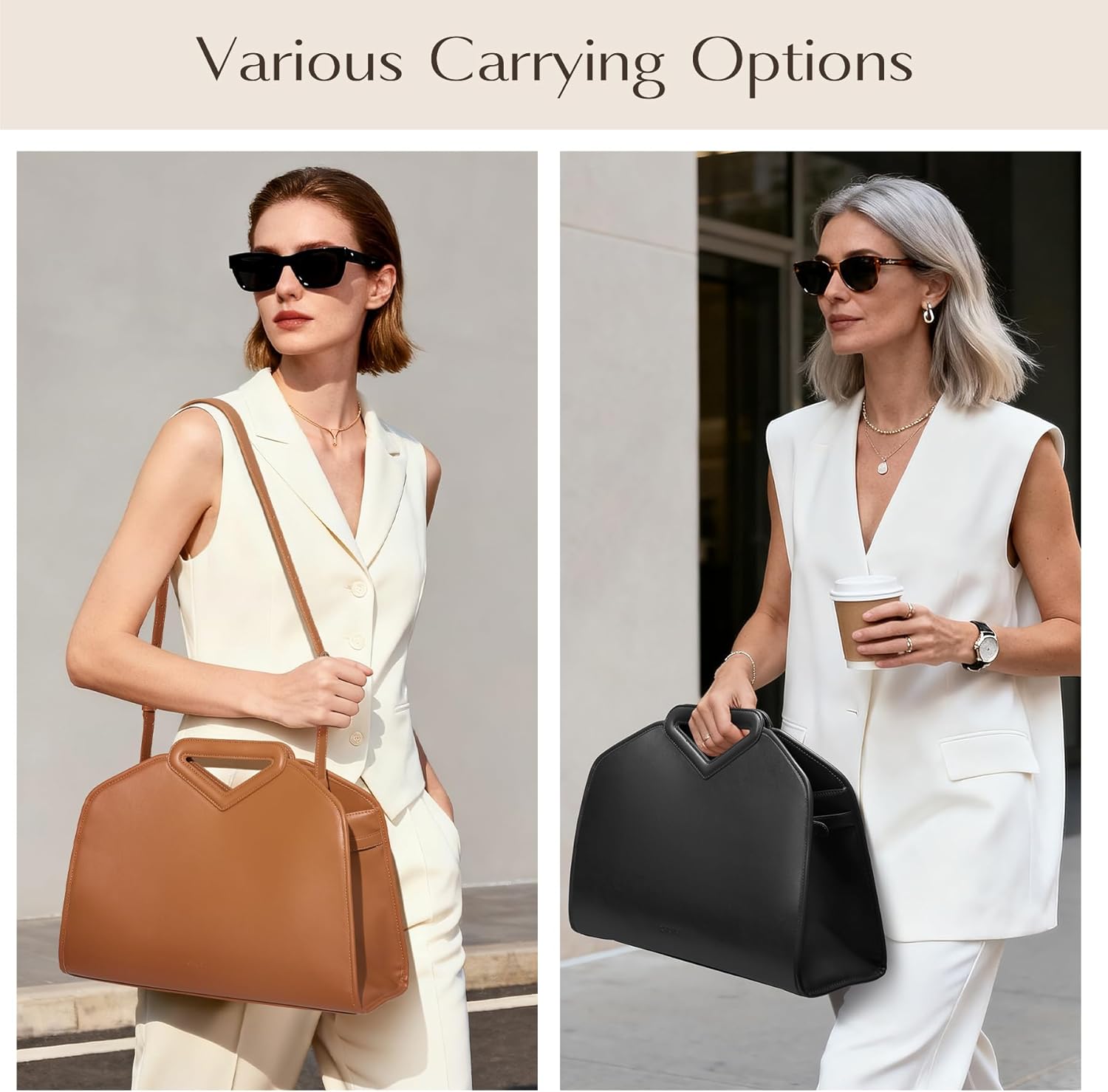 CHUNLI 16 Inch Laptop Bag for Women, Waterproof Tote Computer Bag for Work Business, PU Leather Briefcase Purses Handbag - Image 2