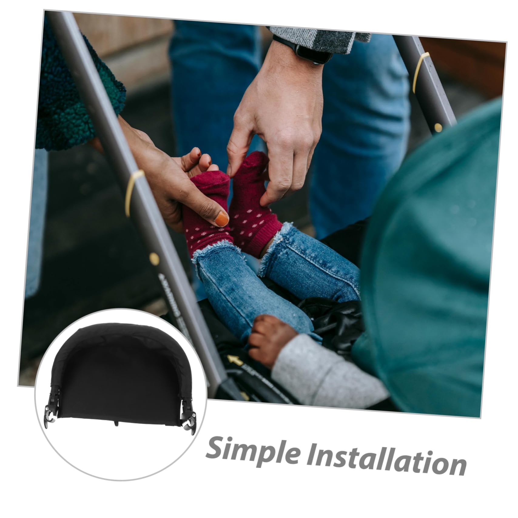 Rallonge Repose-Pieds Poussette Réglable, Accessoires Garçon Fille Noir