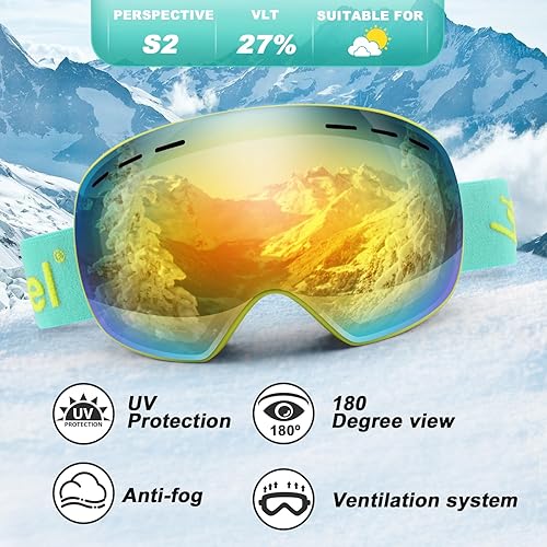 Miniatura 4 de Trusiel OTG - Gafas de esquí para nieve, antiniebla, protección UV400, para invierno, para hombres, mujeres, adultos y jóvenes