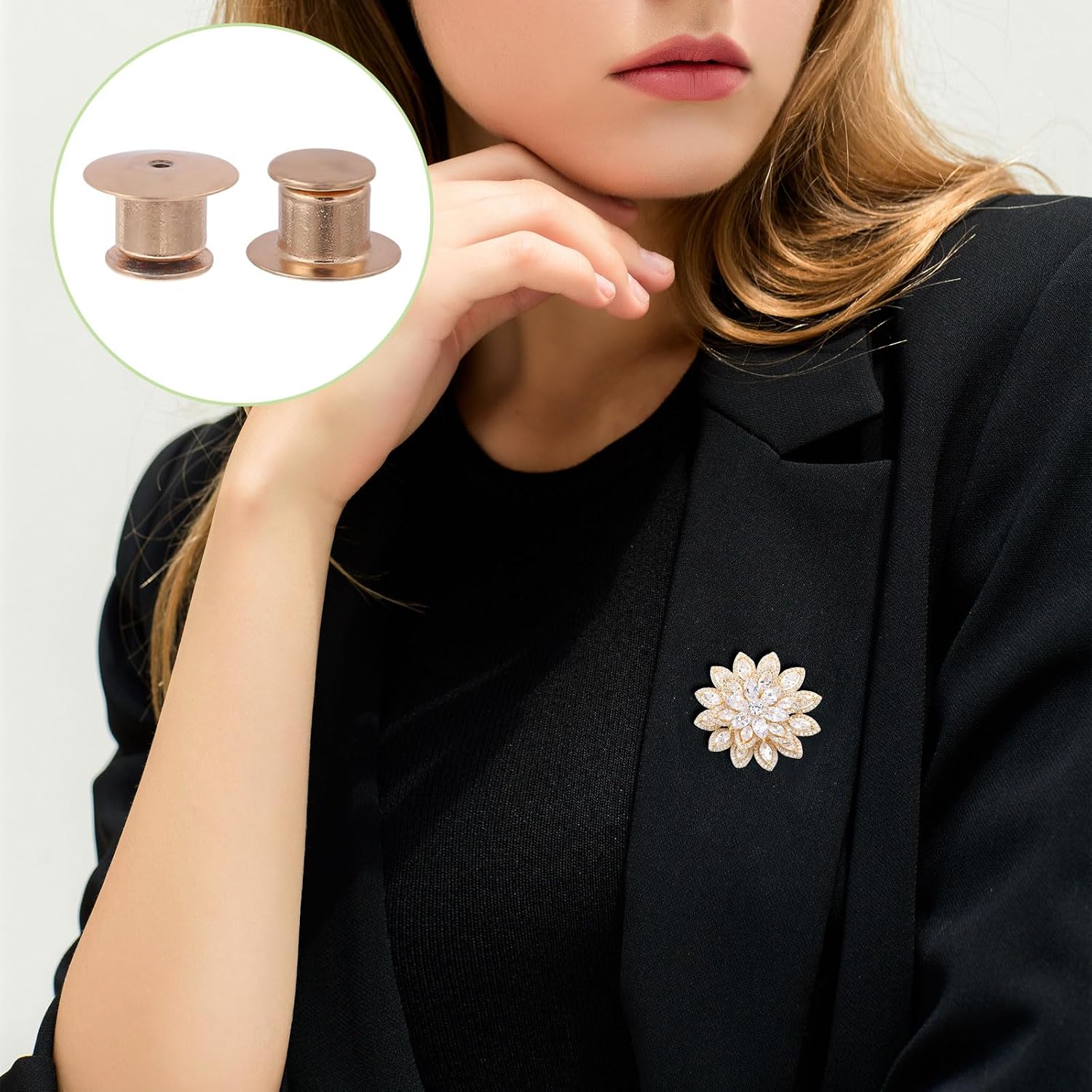 FREEBLOSS 90Pcs Locking Pin Backs Locking Pins Keeper Clasp Metal Brooch Locks Buckle Enamel Lapel Pin Lock Backings for Badge, Clothes, Brooch Lapel, DIY Jewelry Findings Accessories