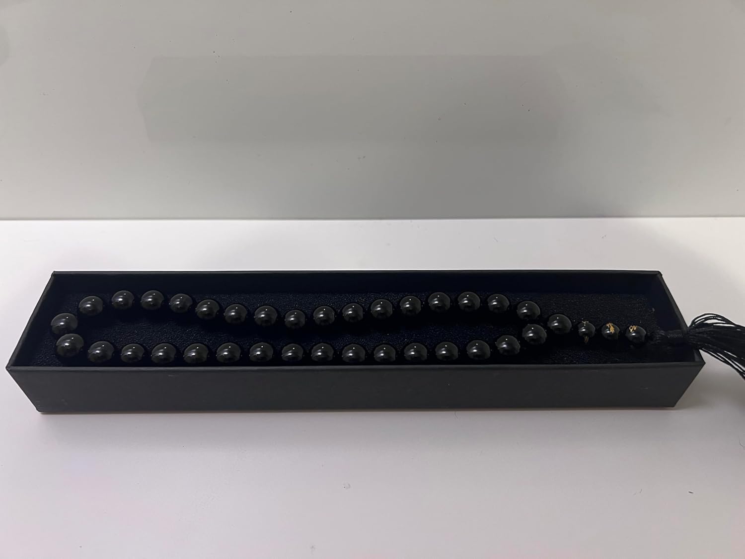 Handmade Black Agate Bead Strand, 33 Natural Stone Beads, Minimalist Design