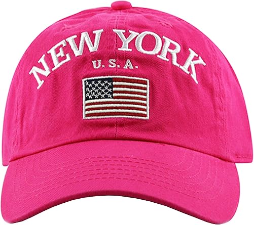 Newhattan "New York and USA Flag Embroidery Unisex Baseball Adjustable Cotton Polo Trucker Cap Dad Hat Headwear
