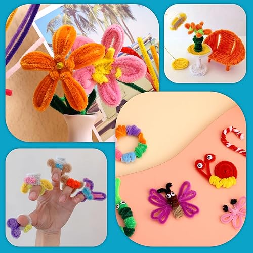Miniatura 6 de Giwrmu 100 piezas de tallos de felpilla para limpiar tubos, color turquesa, suministros de manualidades con palos peludos, limpiador de tuberías de