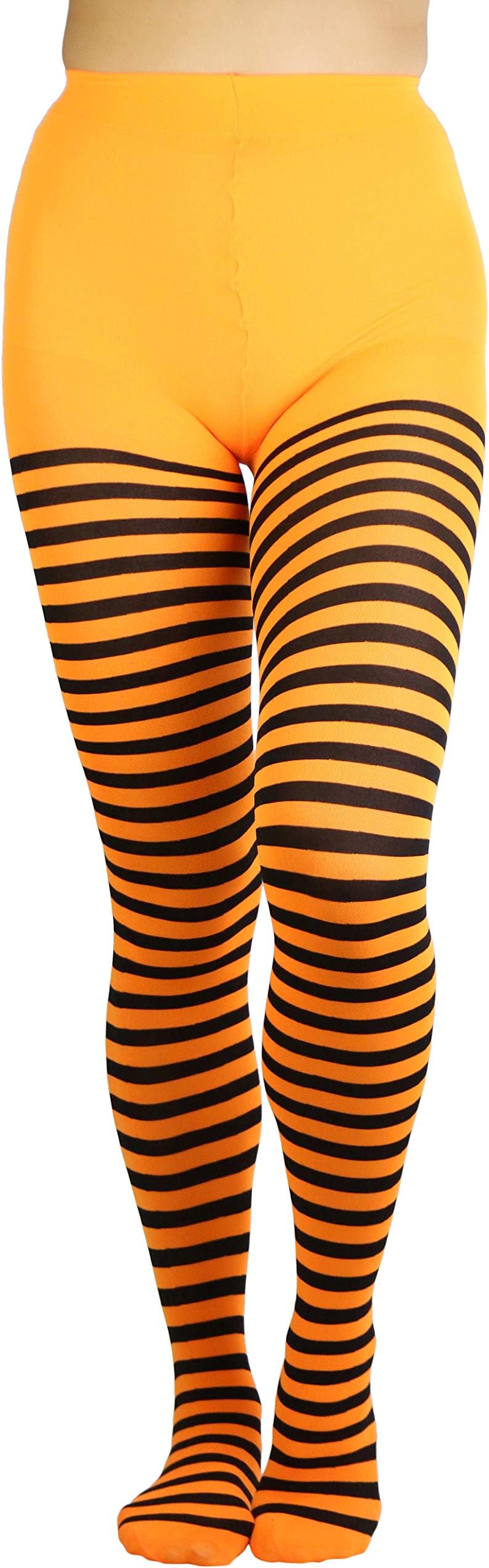 orange and pink striped tights