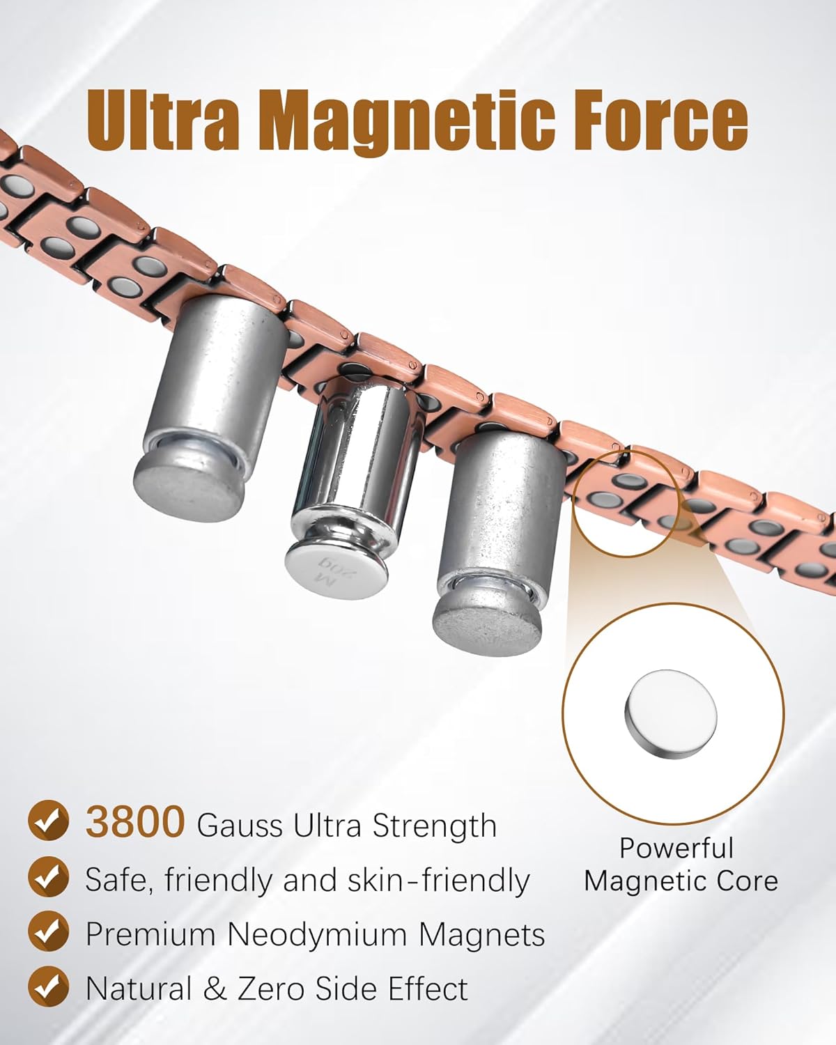 Copper Cross Bracelet for Men, Ultra Strength Magnetic Bracelets for Men - Adjustable Copper Jewelry with Sizing Tool & Gift Box - Image 3