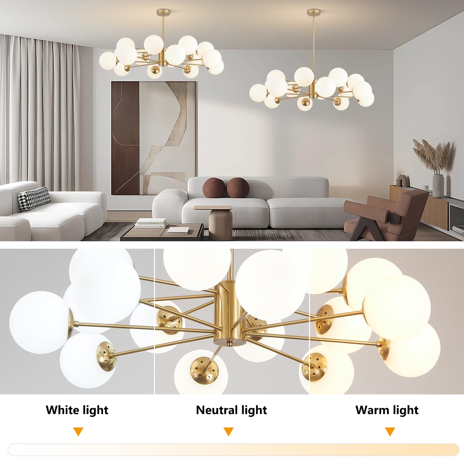 Snapklik.com : Gold Sputnik Chandelier 16-Light Globe Pendant Light ...