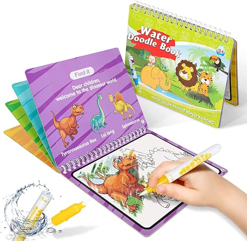 Miniatura 1 de HahaGift Juguetes para niños y niñas de 1, 2 y 3 años, libro mágico de dibujo de agua, juguetes de dinosaurio para niños de 3 a 5 años, juguetes