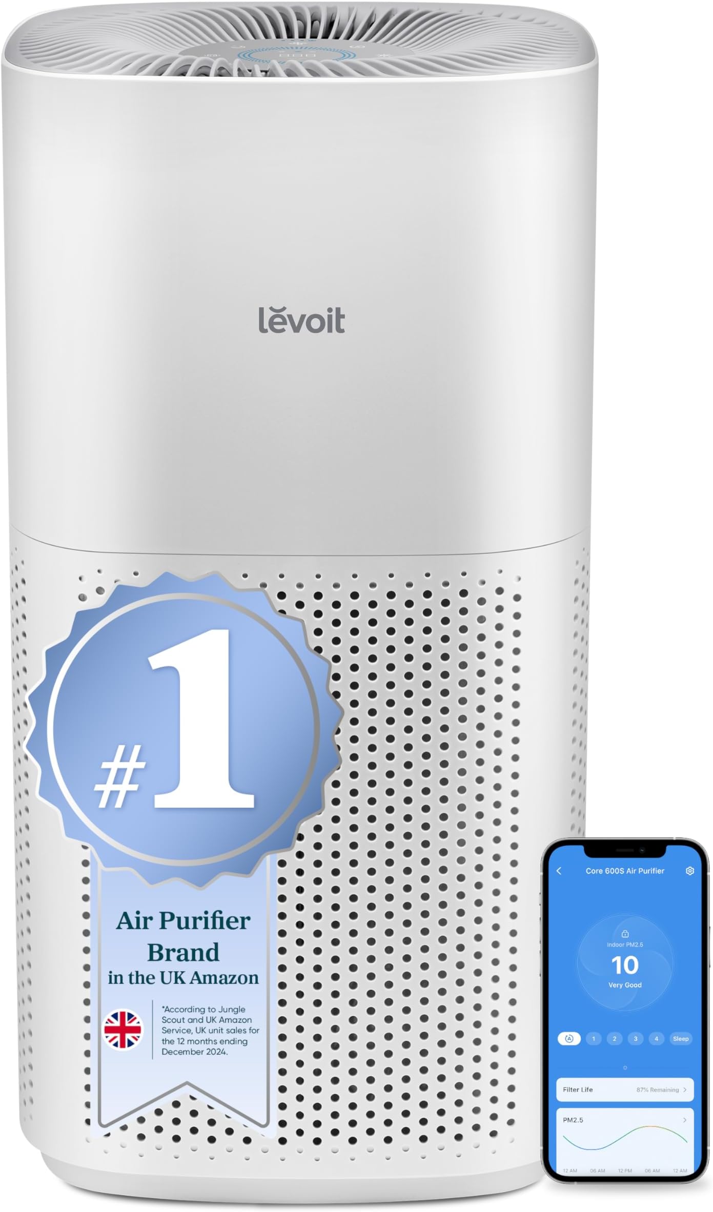 Smart Air Purifier for Home Large Room, Covers up to 294 ㎡, CADR 697m³/h, APP & Alexa Control, PM2.5 Air Monitor & Auto Mode, HEPA Filter Removes Allergens Pollen Dust Smoke Pet