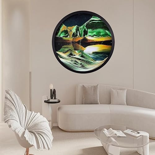 BGFJYUK Decoración artística de arena móvil de 11.4 pulgadas, arte de arena para montar en la pared, escultura dinámica 3D de movimiento líquido, disponible en Yaxa Peru