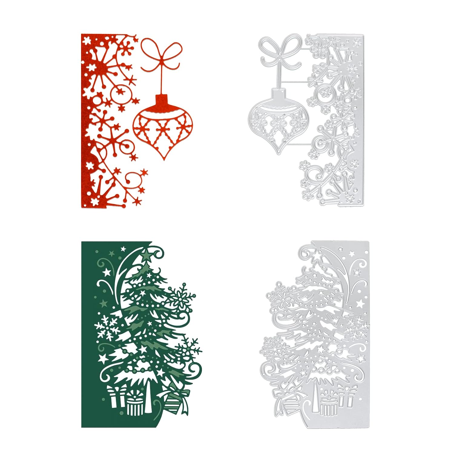 Pochoirs Métal Noël - 2 Modèles Sapin Et Guirlandes - Pour Scrapbooking, Cartes Et DIY