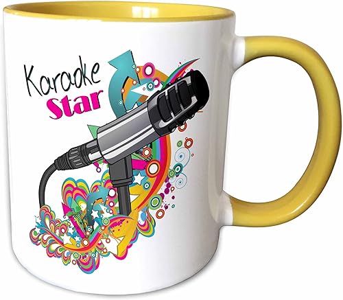 Vista 9 de 3dRose Karaoke Star Singer - Taza de dos tonos con micrófono de vector de arte pop moderno, colorido, 11 onzas, azul/blanco