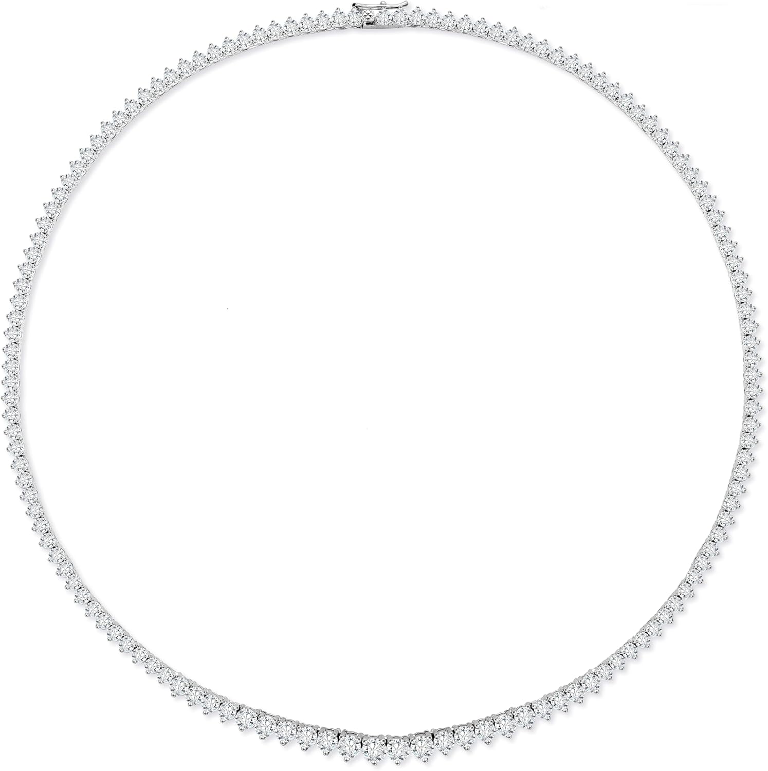 Gradual Tennis Necklace for Women: VVS1 D Color 925 Sterling Silver Chain - 14k White Gold Plated Moissanite Lab Diamond Jewelry for Anniversary Wedding Birthday