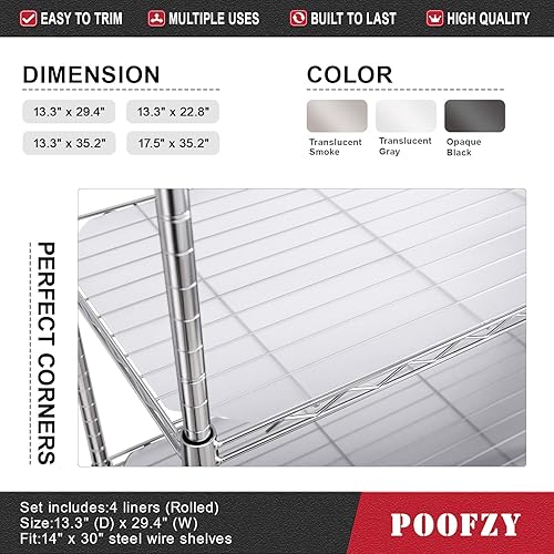 Miniatura 2 de Poofzy Revestimientos para estantes de alambre, revestimiento de estante de 14 x 30 pulgadas para armarios de cocina, no adhesivo (4 unidades