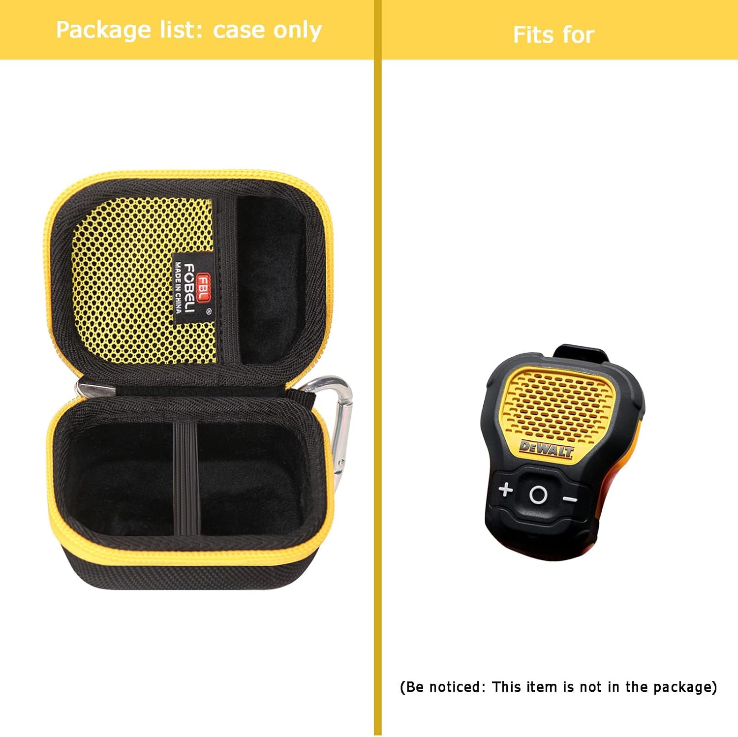 FBLFOBELI Hard Case Compatible with DEWALT Jobsite Pro Wearable Bluetooth Speaker, also fits for Noxgear 39g Wearable Bluetooth Speaker, Magnetic Clip-On Mini Speaker Storage (Yellow) - Image 5