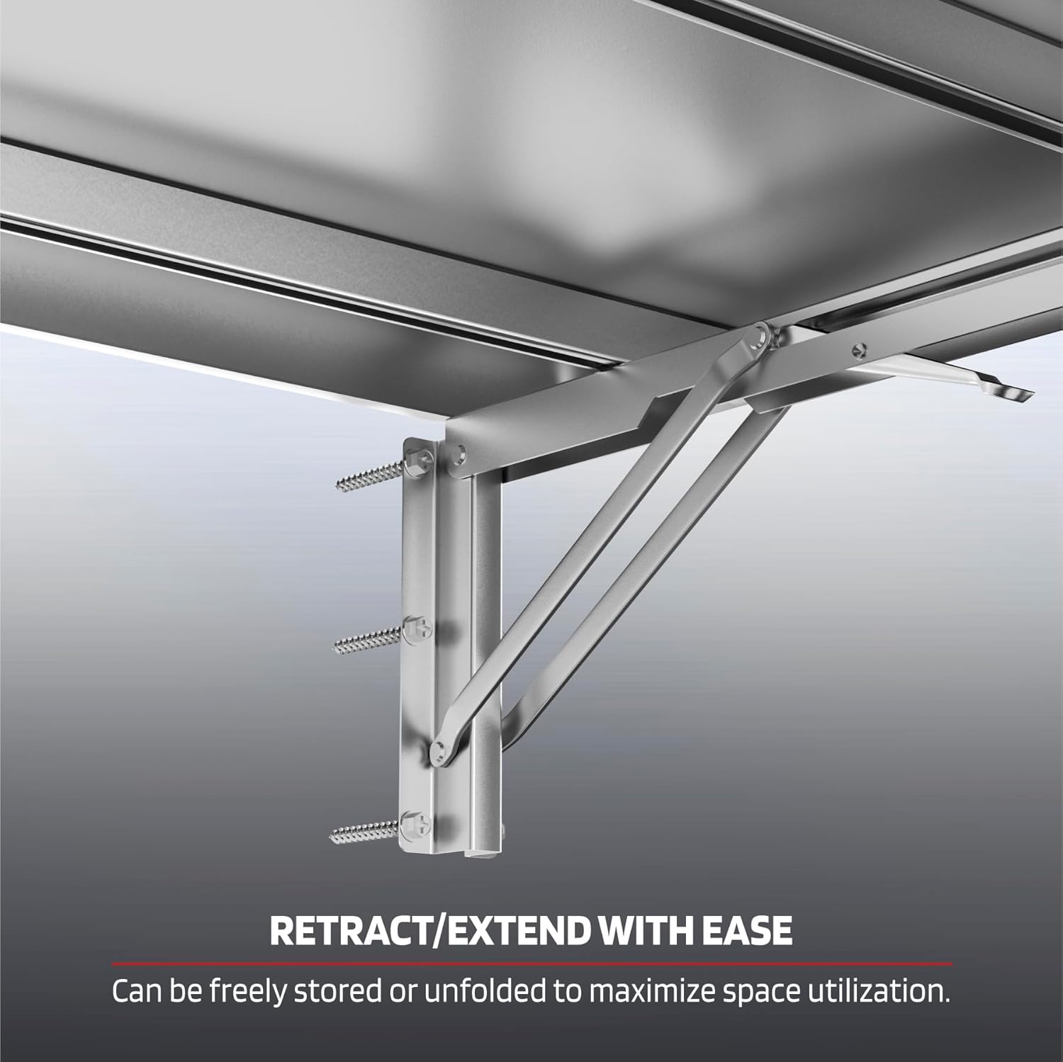 1.2x3FT Adjustable Garage Shelf Wall Mounted Fold Down Shelf Metal Heavy Duty Sliver 1Pack