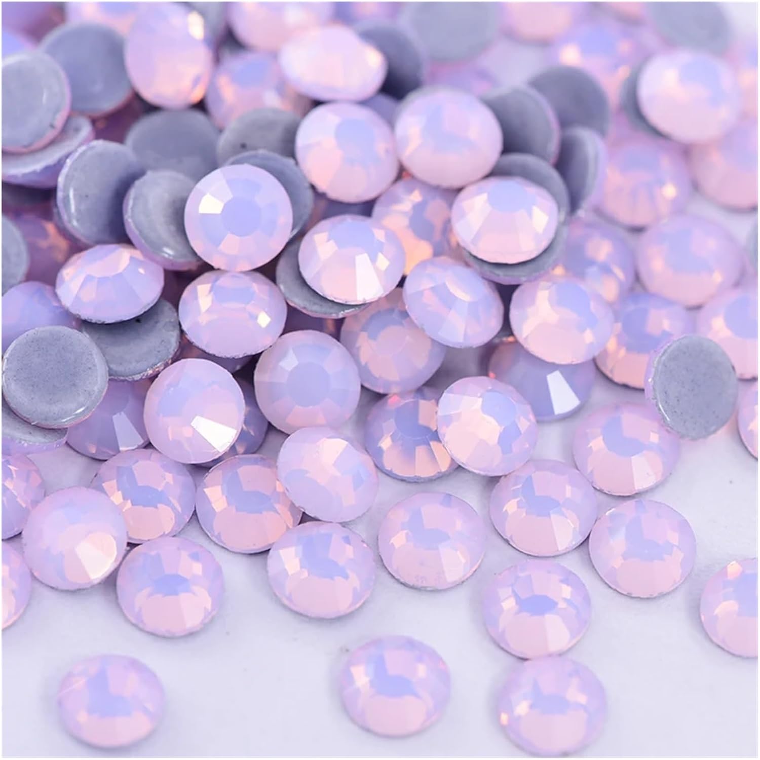 Mix Size Glitter Hot Fix Rhinestones Glass Iron On Strass Diamond DIY Crystals for Vestidos(Ceramic White,SS30-288pcs)